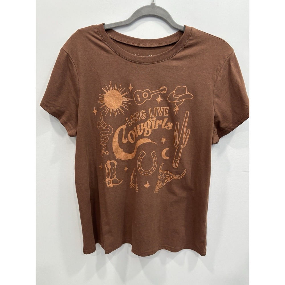 Wound Up Youth XL Long Live Cowgirls Brown Western Graphic Tee